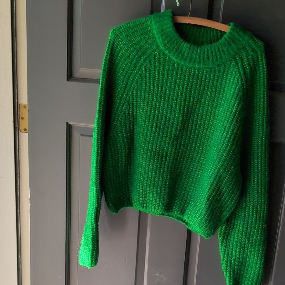 Design History Green Crew Neck Sweater Chunky Knit